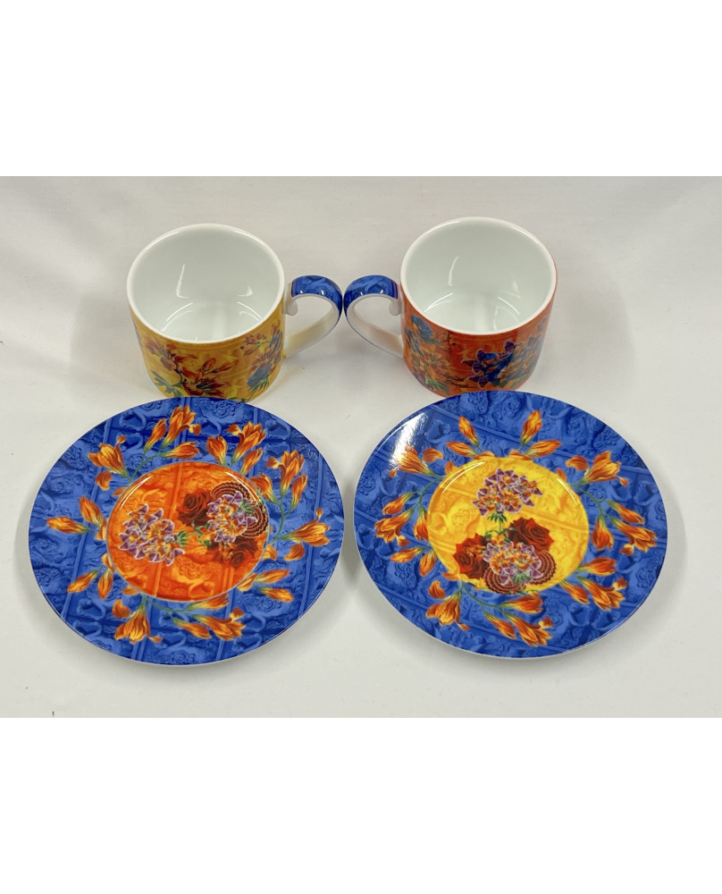 Set tazza caffè 2 pezzi con piattino Foulard colori rosso e blu Palais Royal