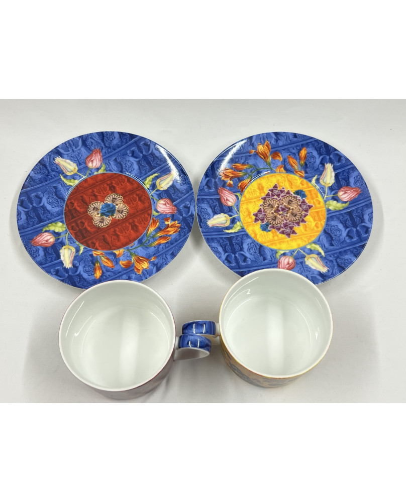 Set tazza caffè 2 pezzi con piattino Foulard colori rosso e blu Palais Royal