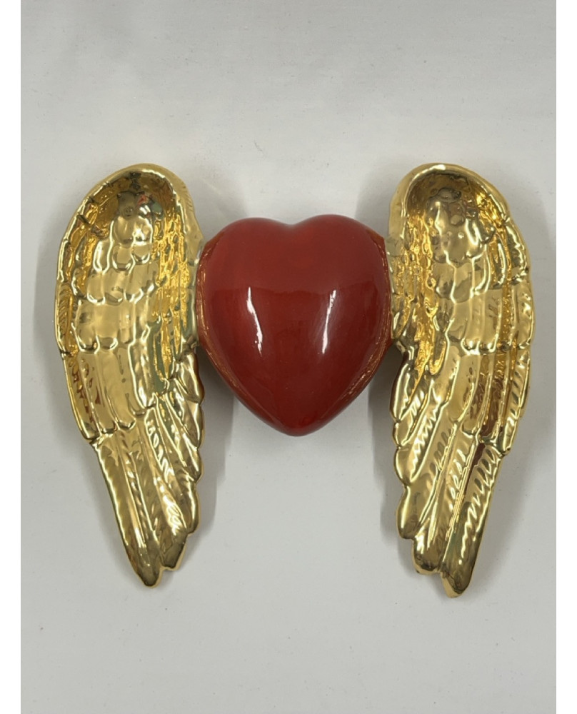 Red Heart Gold Wings of Capodimonte Porcelain