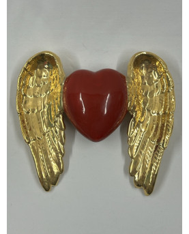 Red Heart Gold Wings of Capodimonte Porcelain