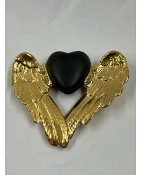 Black Heart Gold Wings of Capodimonte Porcelain