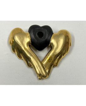 Black Heart Gold Wings of Capodimonte Porcelain