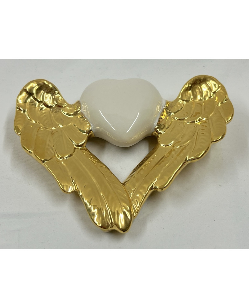 White Heart Gold Wings of Capodimonte Porcelain