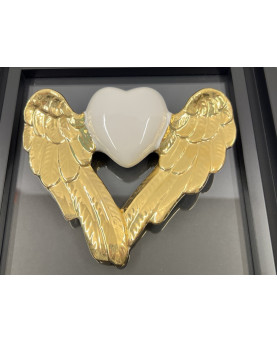 White Winged Heart Picture in Capodimonte Porcelain