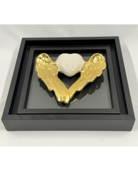 White Winged Heart Picture in Capodimonte Porcelain