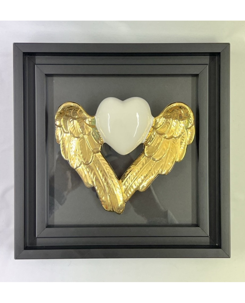 White Winged Heart Picture in Capodimonte Porcelain