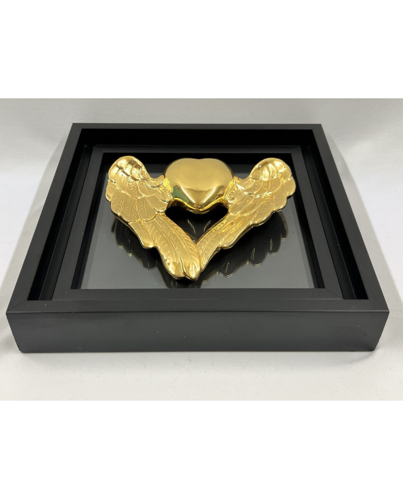 Gold Winged Heart Picture in Capodimonte Porcelain