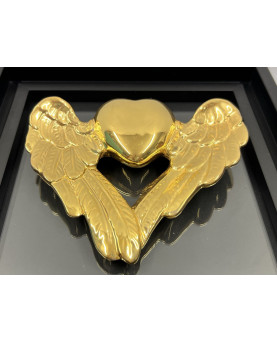 Gold Winged Heart Picture in Capodimonte Porcelain