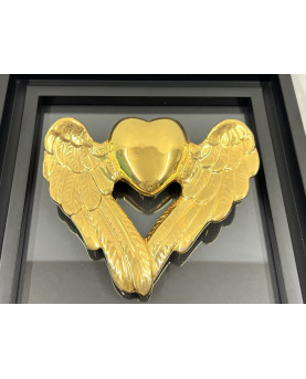 Gold Winged Heart Picture in Capodimonte Porcelain