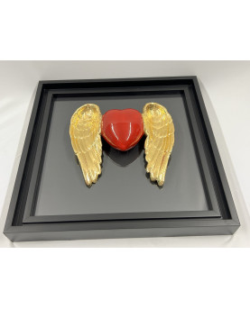 Red Winged Heart Picture in Capodimonte Porcelain