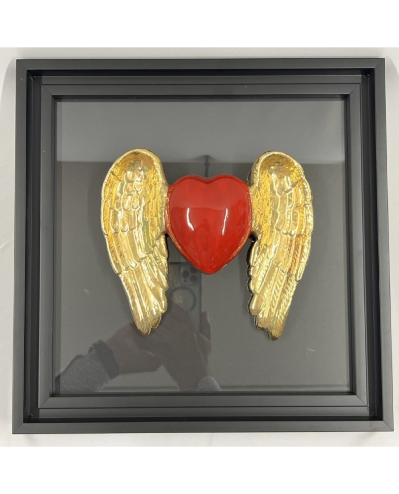 Red Winged Heart Picture in Capodimonte Porcelain