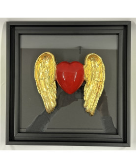 Red Winged Heart Picture in Capodimonte Porcelain