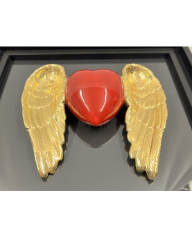 Red Winged Heart Picture in Capodimonte Porcelain