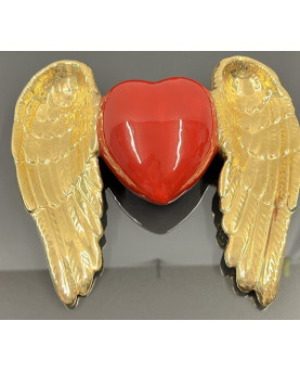 Red Winged Heart Picture in Capodimonte Porcelain