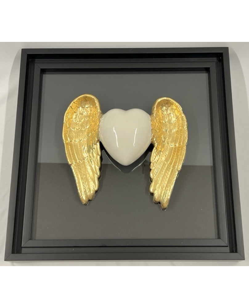 White Winged Heart Picture in Capodimonte Porcelain