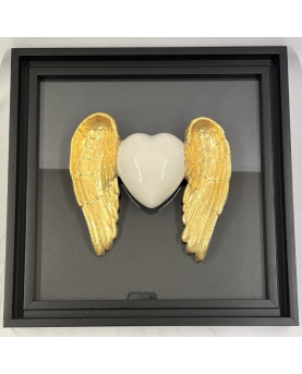 White Winged Heart Picture in Capodimonte Porcelain