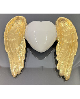 White Winged Heart Picture in Capodimonte Porcelain