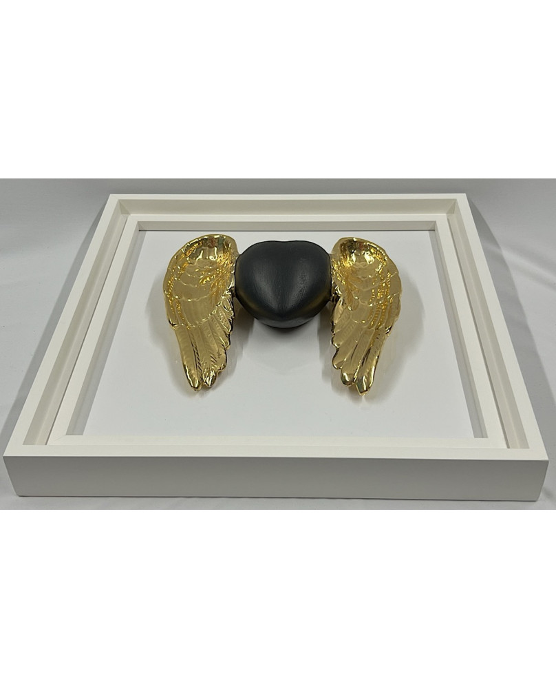 Black Winged Heart Picture in Capodimonte Porcelain