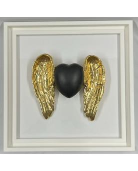 Black Winged Heart Picture in Capodimonte Porcelain