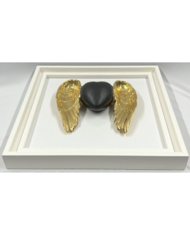 Black Winged Heart Picture in Capodimonte Porcelain