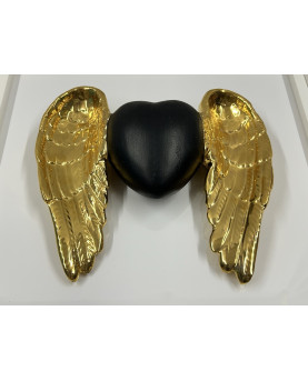 Black Winged Heart Picture in Capodimonte Porcelain