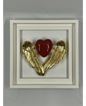 Red Winged Heart Picture in Capodimonte Porcelain