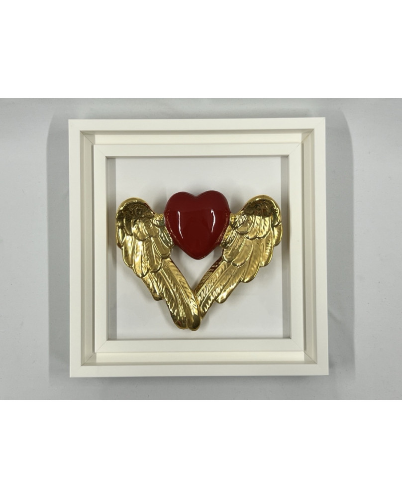 Red Winged Heart Picture in Capodimonte Porcelain