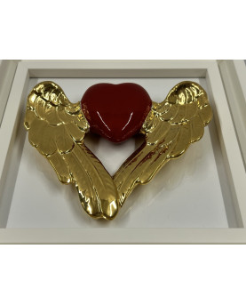 Red Winged Heart Picture in Capodimonte Porcelain