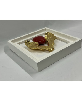 Red Winged Heart Picture in Capodimonte Porcelain