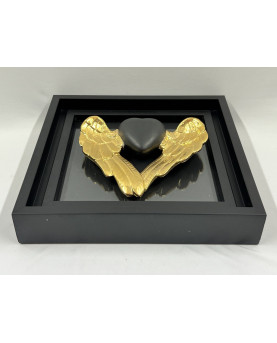 Black Winged Heart Picture in Capodimonte Porcelain