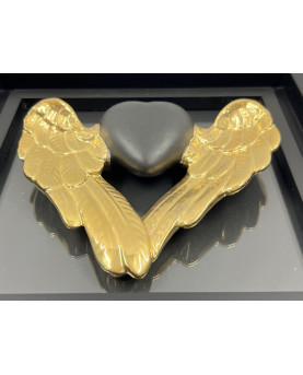 Black Winged Heart Picture in Capodimonte Porcelain