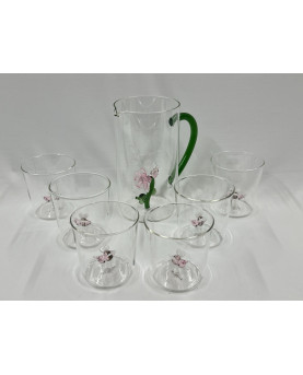 Set 6 Bicchieri e Caraffa  con Decorazione 3D