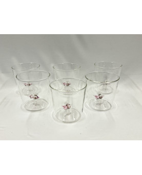 Set 6 Bicchieri e Caraffa  con Decorazione 3D