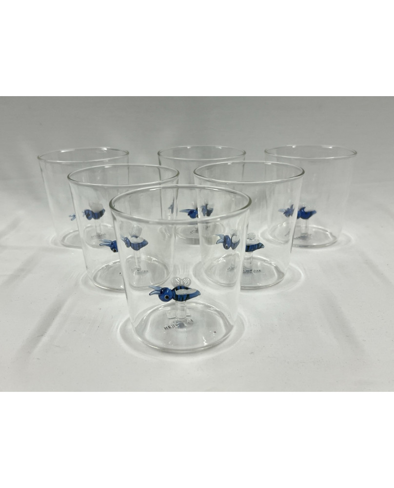 Set of 6 Glasses With 3D Bees Decoration