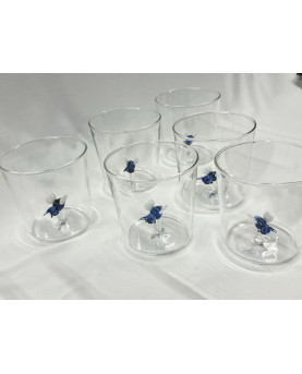 Set of 6 Glasses With 3D Bees Decoration