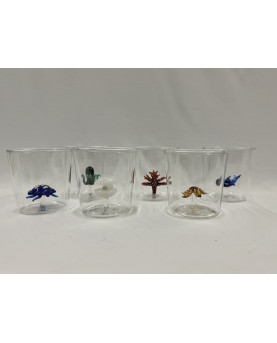 Set of 6 Glasses With 3D Deep Sea Decoration