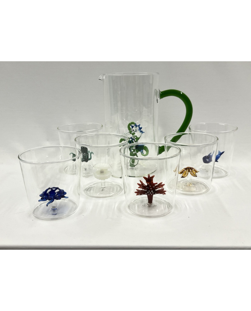 Set 6 Bicchieri e Caraffa Decorazione Mare 3D