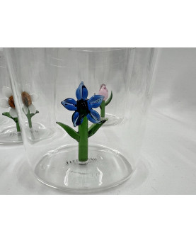 Set 6 Bicchieri e Caraffa  con Decorazione Fiori 3D