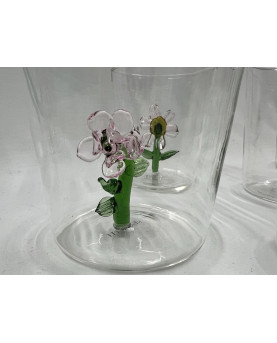 Set 6 Glasses with 3D Flowers