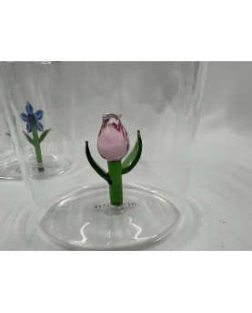 Set 6 Glasses with 3D Flowers