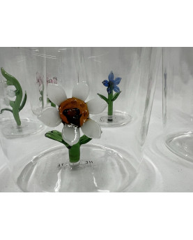 Set 6 Bicchieri e Caraffa  con Decorazione Fiori 3D