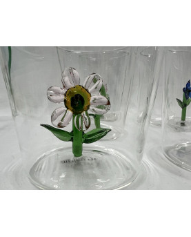 Set 6 Glasses with 3D Flowers