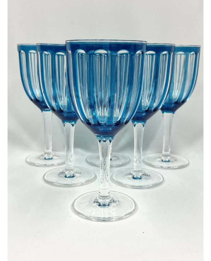 Set of 6 Blue Synthetic Crystal Glasses