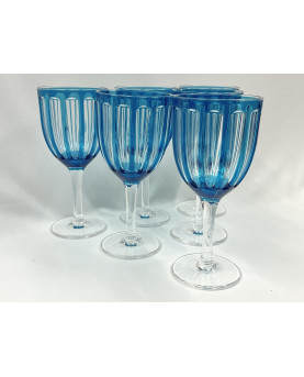 Set of 6 Blue Synthetic Crystal Glasses