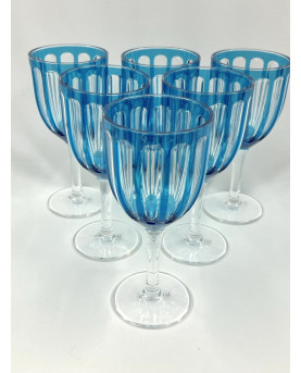 Set of 6 Blue Synthetic Crystal Glasses