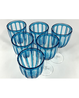 Set of 6 Blue Synthetic Crystal Glasses