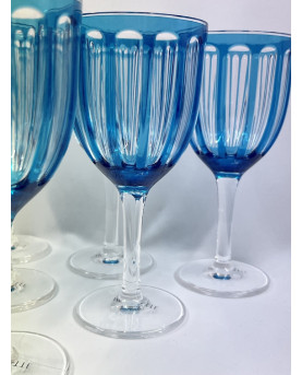 Set of 6 Blue Synthetic Crystal Glasses