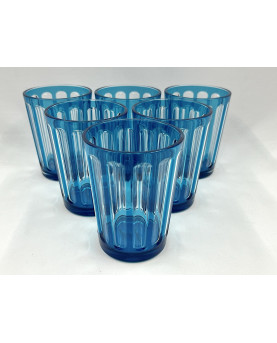 Set of 6 Blue Synthetic Crystal Glasses