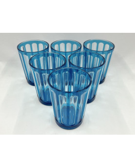 Set of 6 Blue Synthetic Crystal Glasses