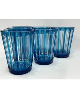 Set of 6 Blue Synthetic Crystal Glasses